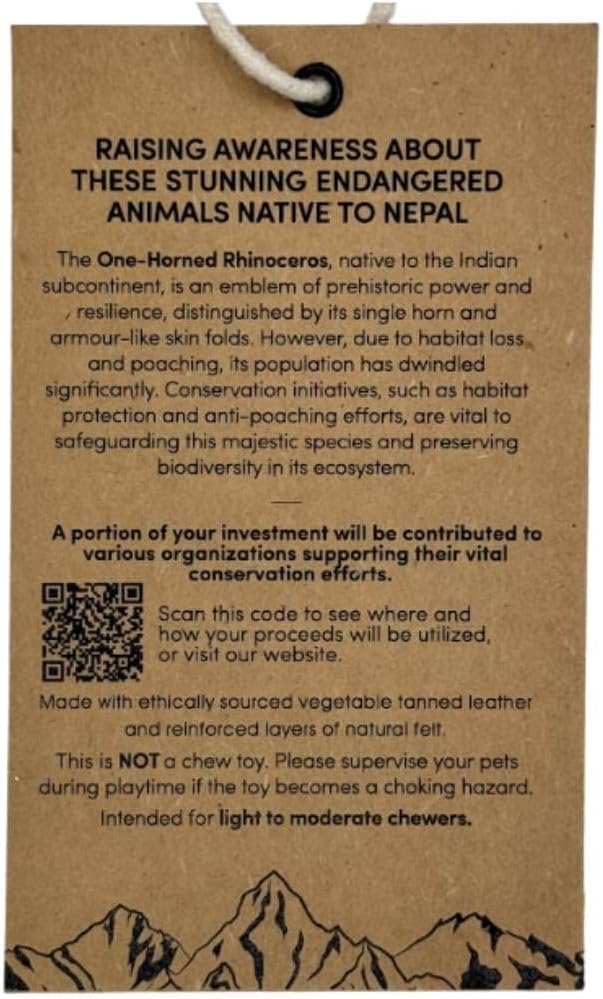 Yeti Dog Chew Premium Leather Dog Toy, All Natural Ethically Sourced, One-Horned Rhinoceros