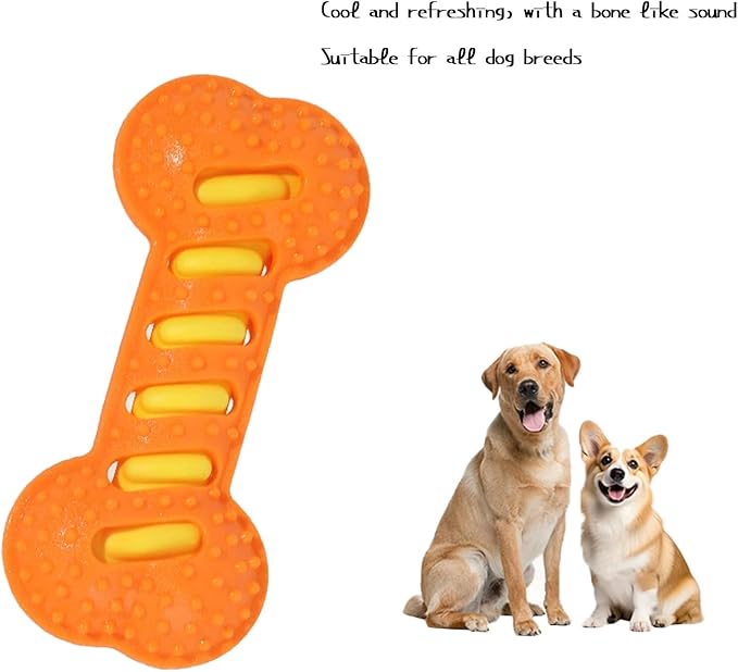 Dog Toy TPR Teeth Grinding Bone Anti Bite Interactive Training Dog Toy Bite Dog Bone Dog Soothing Tool (Orange)
