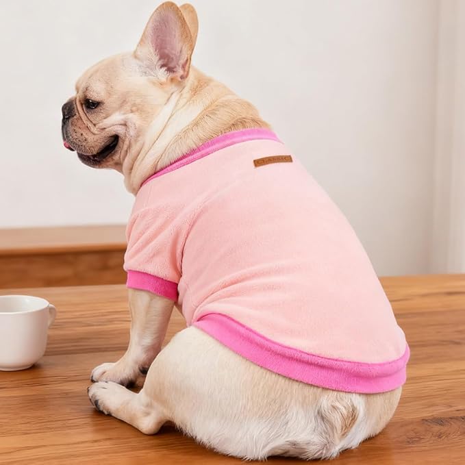 GreenJoy Classic Fleece Dog Sweater – Soft & Warm Stretchy Sweatshirt for Small Dogs & Cats, Cold-Weather Pullover for Everyday Wear (Light Pink, Small)