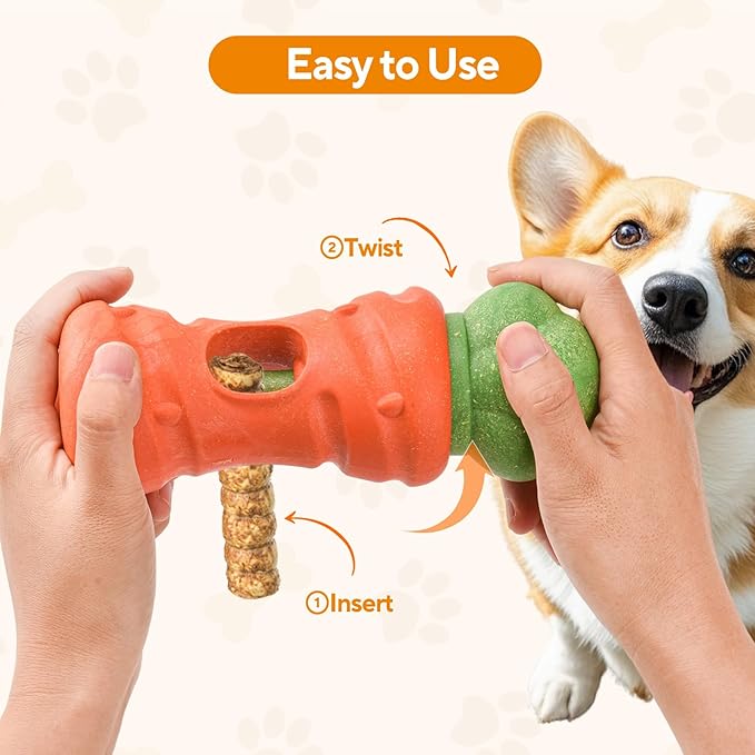 Cute Carrot Bully Stick Holder, Heavy Duty Dog Chew Holder for Medium Large Breeds, Safety Device to Prevent Choking