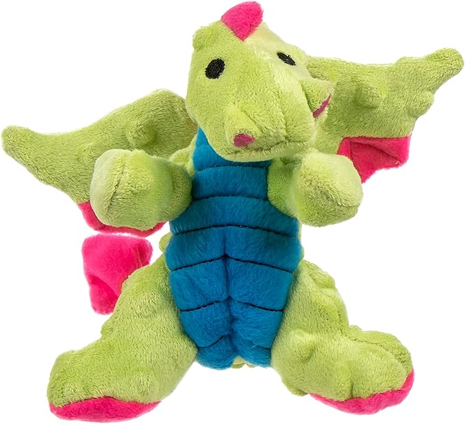 goDog Bubble Plush Dragons Squeaky Dog Toy, Chew Guard Technology - Green, Small