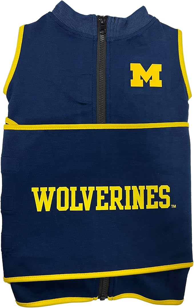NCAA Michigan Wolverines Dog Anxiety Shirt Calming Soothing Vest, Dogs Cats with Anxiety, Fears, Fireworks, Loud Noises, Dark, Lonely Keeps Dogs Calm & Feeling Safe, Relaxing Jacket, X-Small