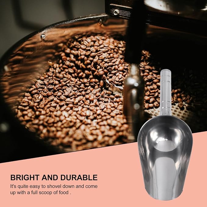 POPETPOP Dog Food Scoop: Stainless Steel Feed Scooper for Pet Dog Cat Dry Food- Multipurpose Metal Scoop for Ice Cookie Flour (1 1/2 Cup, 8.77 Inch)