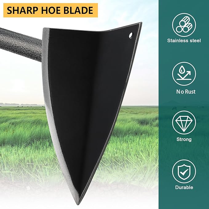 Hoe Garden Tool, Triangle Hoe Gardening Weeding Tool, 72" Long Handle Heavy Duty Manual Weeder Gardening Hand Tools for Weeding, Digging, Loosening Soil