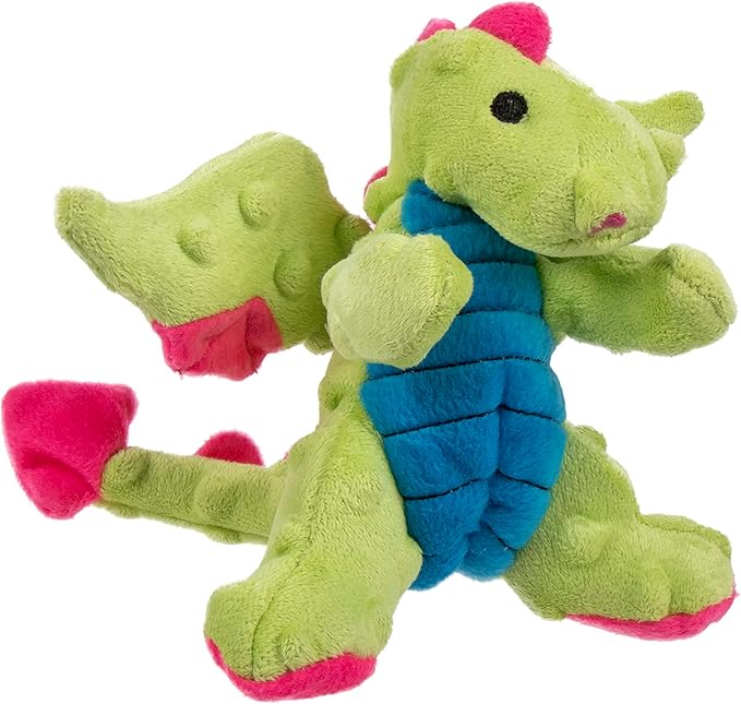 goDog Bubble Plush Dragons Squeaky Dog Toy, Chew Guard Technology - Green, Small