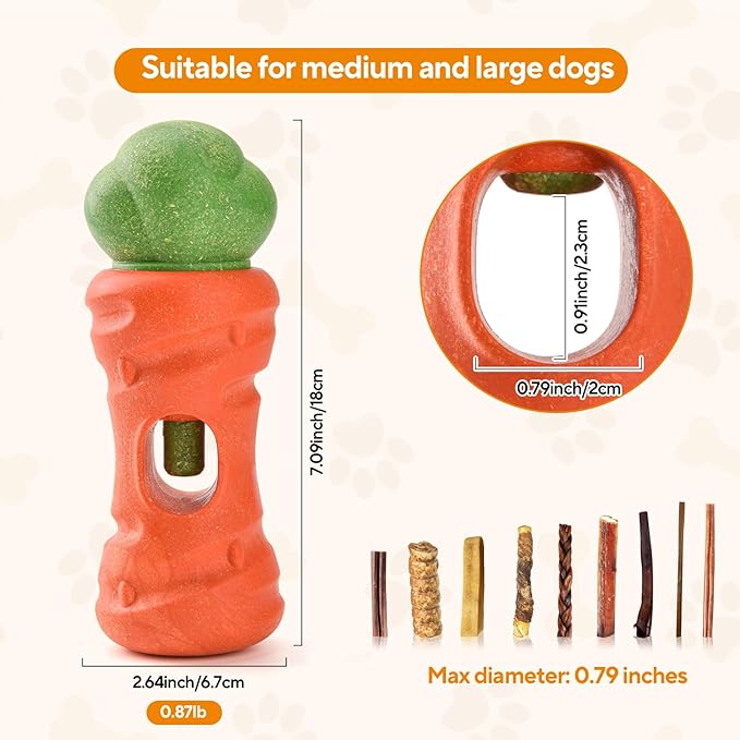 Cute Carrot Bully Stick Holder, Heavy Duty Dog Chew Holder for Medium Large Breeds, Safety Device to Prevent Choking
