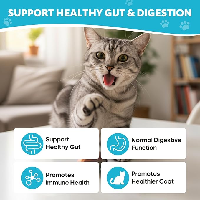 Probiotics for Cats - Cat Probiotic Supplement for Digestive & Gut Support, Diarrhea Relief, Immunity Booster, Cat Probiotic Powder with 9 Billion CFU and Prebiotics, 120 Capsules