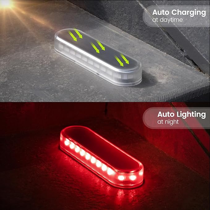 Honalia Solar Step Lights Outdoor Waterproof LED, RGB Color Changing Stick on Solar Lights Auto ON Off, Deck Step Lights Solar Powered Decor for Stairs,Pool,Yard,Patio(4 Pack), HO-RGBSL-4