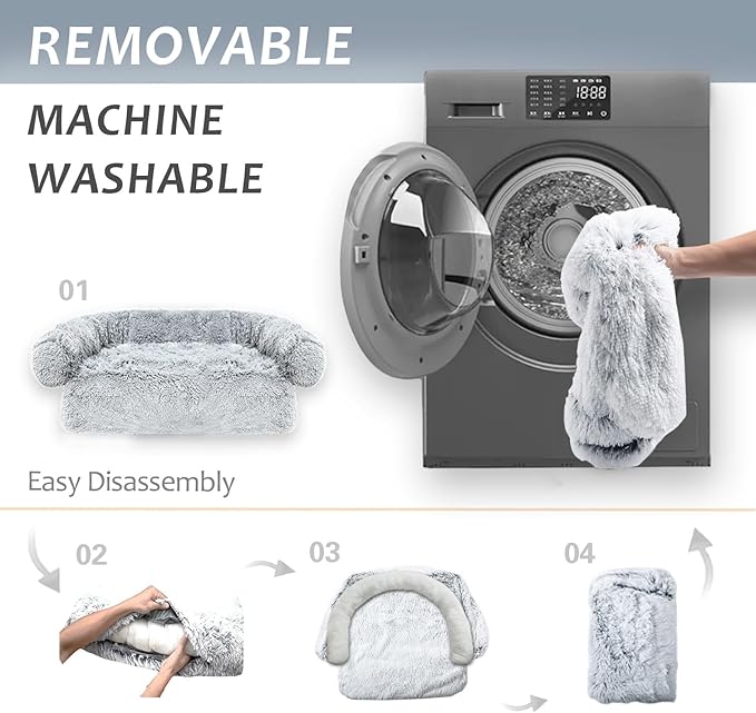 Tinaco Calming Dogs/Cats Bed Mats, Dog Pad Washable Removable Couch Cover, Plush Long Fur Mat for Pets, Waterproof Lining, Perfect for Small, Medium and Large Dogs and Cats (Gradient Gray, 45"x37")