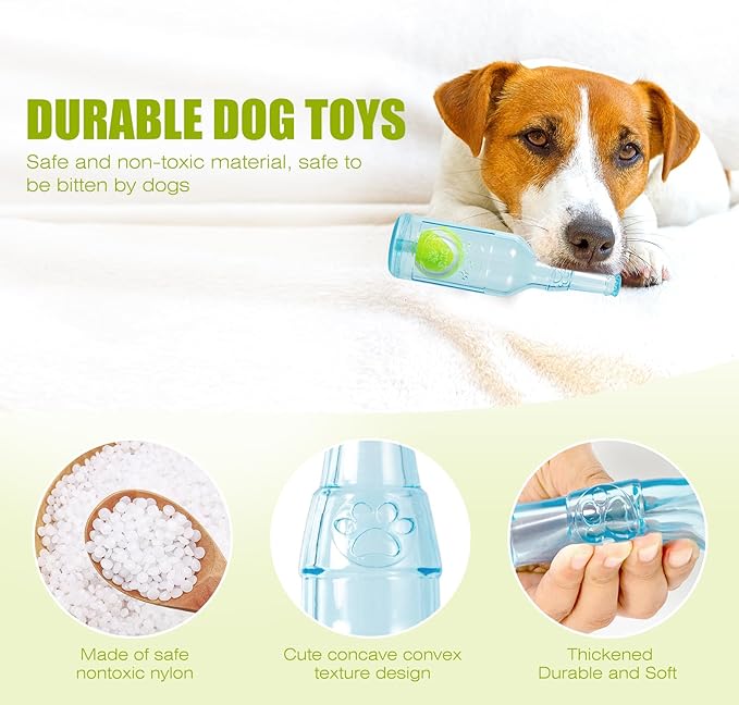 Dog Toy, Dog Squeak Toy, Floating Dog Toy, Interactive Fetch Toy for Play and Training, Bottle Shape with Tennis Ball Inside (Set of Two Large)