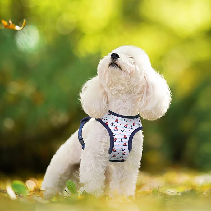 Mile High Life Step in Dog Harness for Small Dogs No Pull, Easy Get on Air Mesh Vest Harness, Adjustable Easy Closures Both Neck and Chest (White, M Chest 15.7"-23.2")