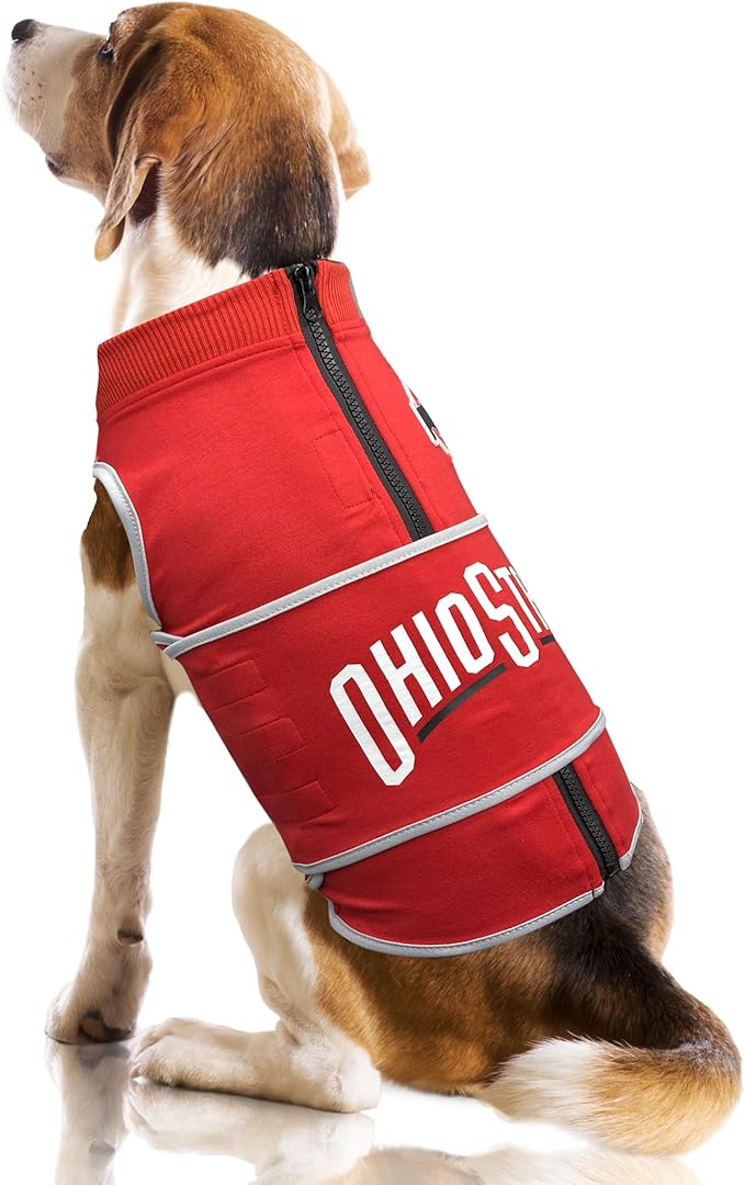 NCAA Ohio State Buckeyes Dog Anxiety Shirt Calming Soothing Vest, for Dogs Cats with Anxiety, Fears, Fireworks, Loud Noises, Dark, Lonely Keeps Dogs Calm Feeling Safe, Relaxing Jacket X-Small