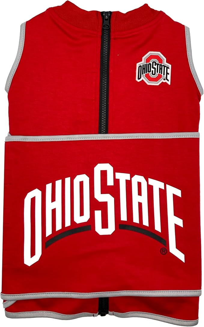 NCAA Ohio State Buckeyes Dog Anxiety Shirt Calming Soothing Vest, for Dogs Cats with Anxiety, Fears, Fireworks, Loud Noises, Dark, Lonely Keeps Dogs Calm Feeling Safe, Relaxing Jacket Medium