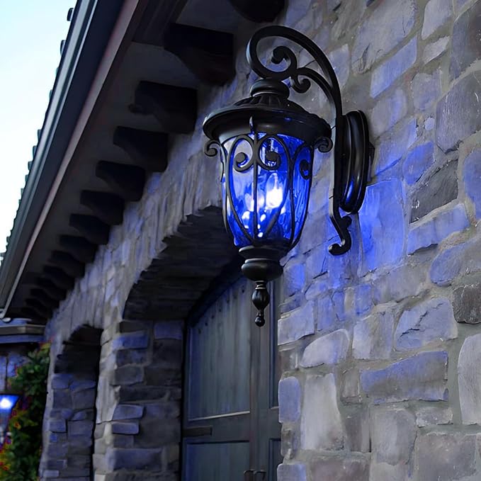 Hompavo 【Upgraded LED Flame Light Bulbs, 3 Modes Flickering Light Bulbs, E12 Chandelier Base Candle Fire Light Bulb for Halloween Christmas Party Porch Indoor & Outdoor Home Decoration, Blue 6 Pack