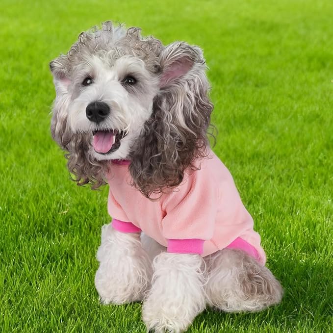 GreenJoy Classic Fleece Dog Sweater – Soft & Warm Stretchy Sweatshirt for Small Dogs & Cats, Cold-Weather Pullover for Everyday Wear (Light Pink, X-Small)