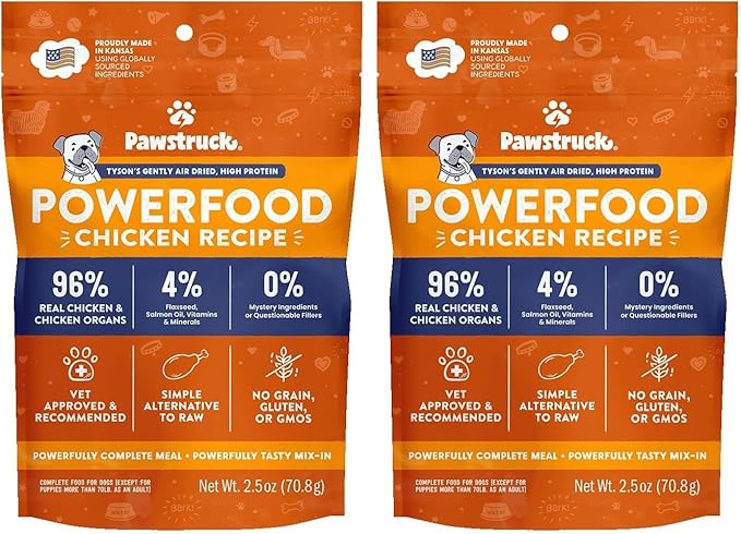 Pawstruck Air Dried Dog Food with Real Chicken, Grain Free, Made in USA, Non-GMO, Vet Recommended, High Protein Limited Ingredient Full-Feed, All Breeds & Ages, 2.5oz Trial Bag (Pack of 2)