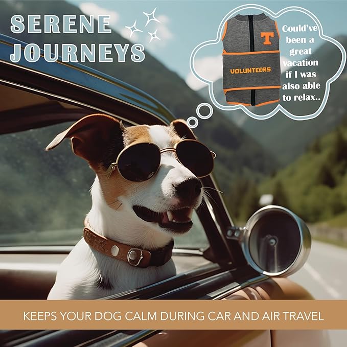 NCAA Tennessee Volunteers Dog Anxiety Shirt Calming Soothing Vest for Dogs Cats with Anxiety, Fears, Fireworks, Loud Noises, Dark, Lonely Keeps Dogs Calm Feeling Safe, Relaxing Jacket Small