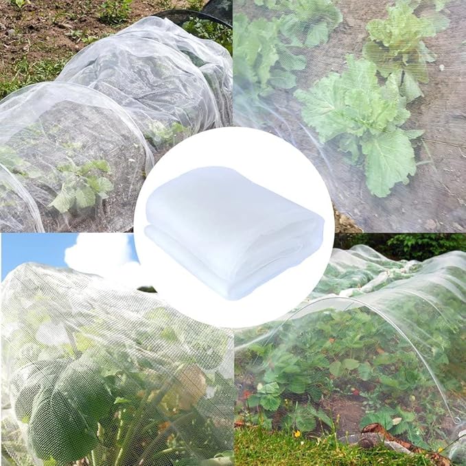 Agfabric Garden Netting 20'x50' Insect Pest Barrier Bird Netting for Garden Protection,Row Cover Mesh Netting for Vegetables Fruit Trees and Plants,White