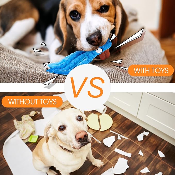 Vinsot 6 Pack Dog Squeaky Toys Octopus No Stuffing Crinkle Plush Dog Toys Durable Interactive Cute Chew for Puppy (Colorful)