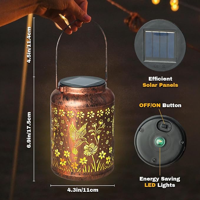 Hummingbird Lanterns Outdoor, Waterproof Hanging Lantern Garden Decor, Birthday Gifts for Women, Men, Mom, Mothers Day Gifts, Lights Outdoor Apply Patio, Yard, Lawn, Balcony