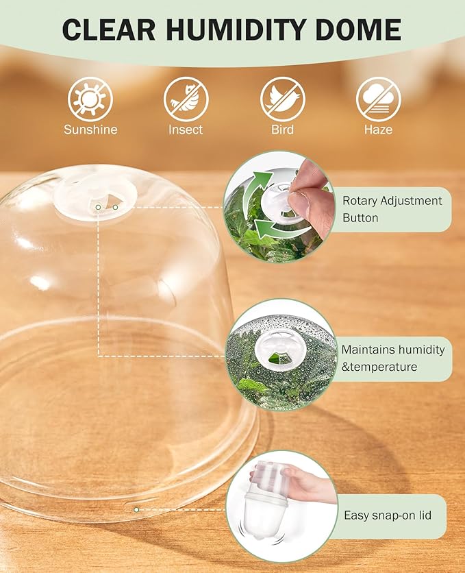 homenote Clear Nursery Pots for Plants,3/4/5 Inch Plant Pot for Planting with Humidity Domes Plastic Seedling with Drainage Holes Seed Starter Flower High Transparency (15 Pack)