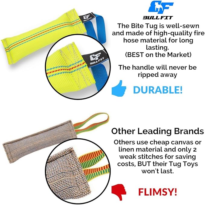 Dog Bite Tug Toy 10 inches - Durable, Interactive Toys for Medium to Large Dogs - Perfect for Tug of War, Fetch & Puppy Training - Safe Fire Hose Dog Tug with Strong Handle - Tough Floating Pull Toy