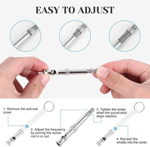 2 Pack Dog Whistle to Stop Barking Neighbors Dog, Professional Adjustable Ultrasonic Silent Dog Whistle for Dog Training Whistle for Recall or Scare Dogs Away with Lanyard (Black & White)