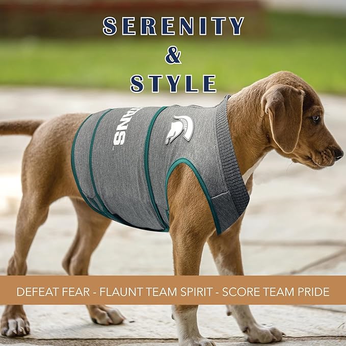 NCAA Michigan State Spartans Dog Anxiety Shirt Calming Soothing Vest for Dogs Cats with Anxiety Fears Fireworks, Loud Noises, Dark Lonely Keeps Dogs Calm Feeling Safe, Relaxing Jacket X-Small