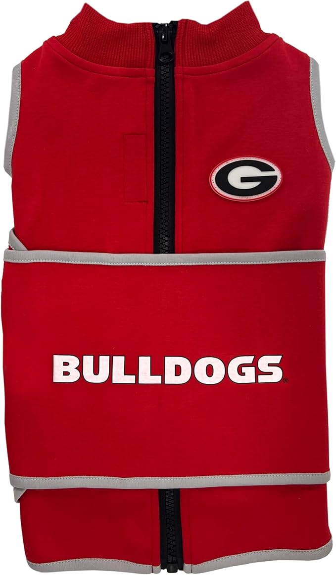 NCAA Georgia Bulldogs Dog Anxiety Calming Shirt Soothing Vest, for Dogs/Cats with Anxiety, Fears, Fireworks, Loud Noises, Dark, Lonely Keeps Dogs Calm & Feeling Safe, Relaxing Jacket, X-Small
