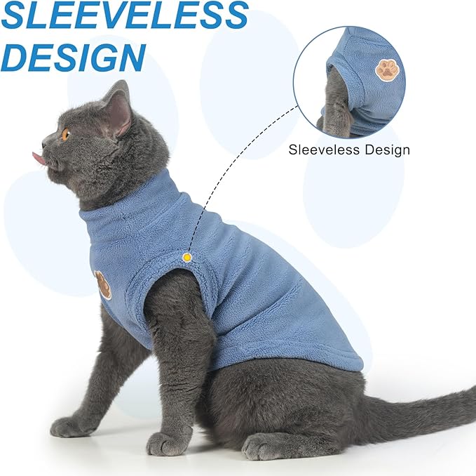 BEAUTYZOO Cat Sweater Turtleneck - Soft Fleece Cat Sweaters for Cats Only Warm Kitten Clothes, Fall Winter Pet Coat Pullover Sweatshirt Clothing Also for Puppy Small Dogs Sphynx Hairless Cats