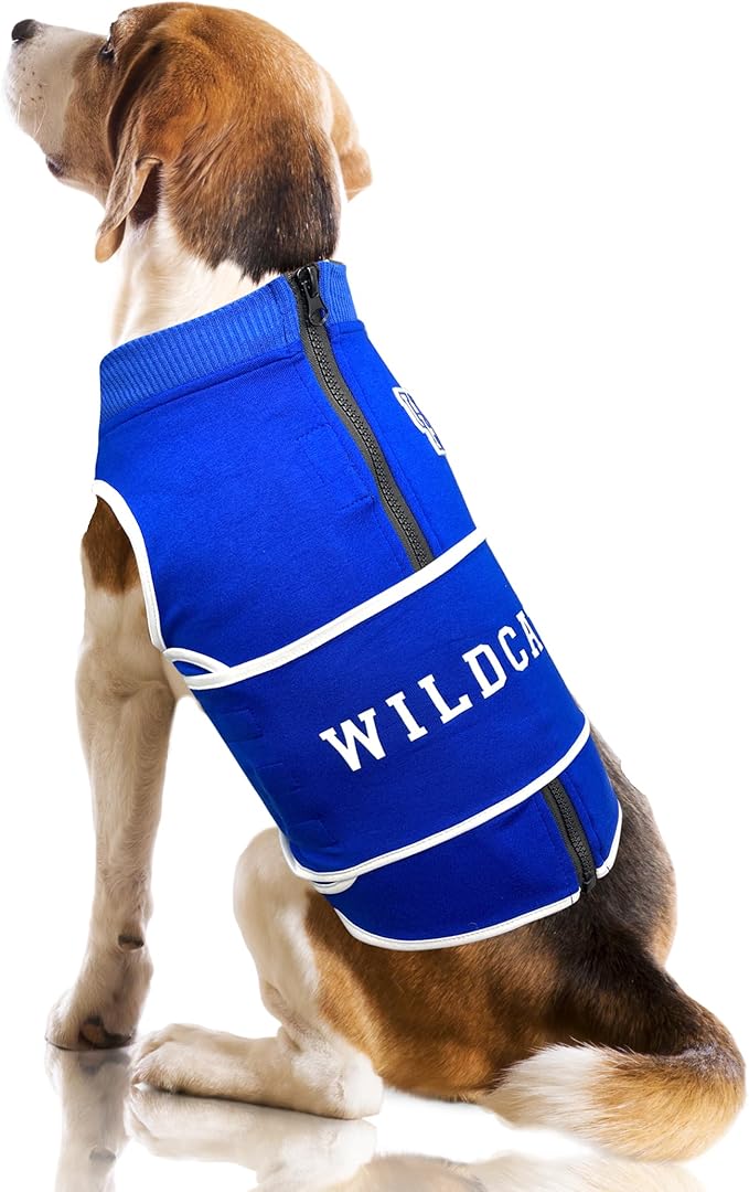 NCAA Kentucky Wildcats Dog Anxiety Shirt Calming Soothing Vest for Dogs Cats with Anxiety, Fears, Fireworks, Loud Noises, Dark, Lonely Keeps Dogs Calm & Feeling Safe, Relaxing Jacket, Medium