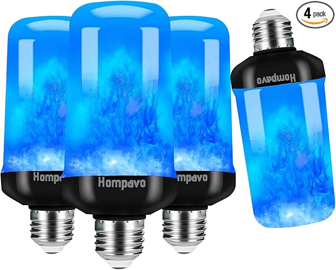 Hompavo 【Upgraded】 LED Flame Light Bulbs, Purple Flickering Light Bulbs with Upside Down Effect, E26/E27 Flame Bulb for Halloween Christmas Party Indoor and Outdoor Home Decoration (4 Pack)