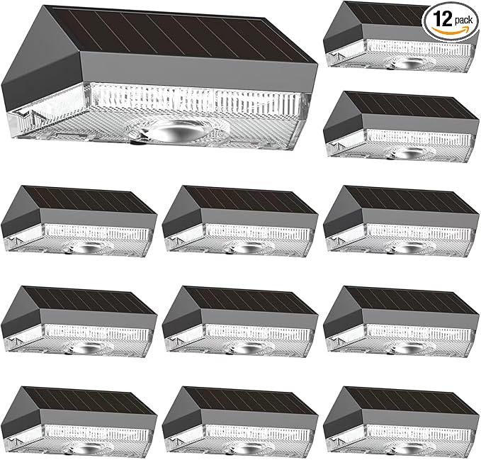 HENRE Solar Fence Lights Outdoor - 9 Color Modes & Cyclical Gradient, IP44 Waterproof Solar Outdoor Light, Auto On/Off, Fence Lights Solar Powered for Garden, Pathway, Yard Decor (12-Pack)