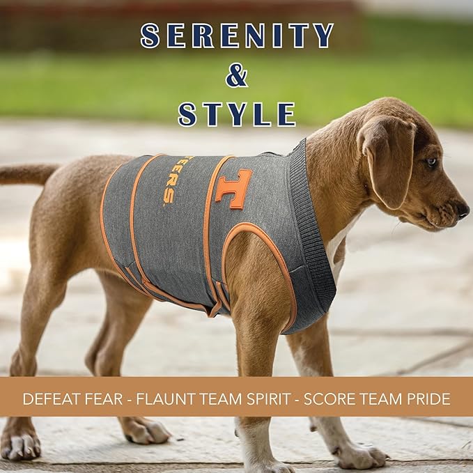 NCAA Tennessee Volunteers Dog Anxiety Shirt Calming Soothing Vest for Dogs Cats with Anxiety, Fears, Fireworks, Loud Noises, Dark, Lonely Keeps Dogs Calm Feeling Safe, Relaxing Jacket Small