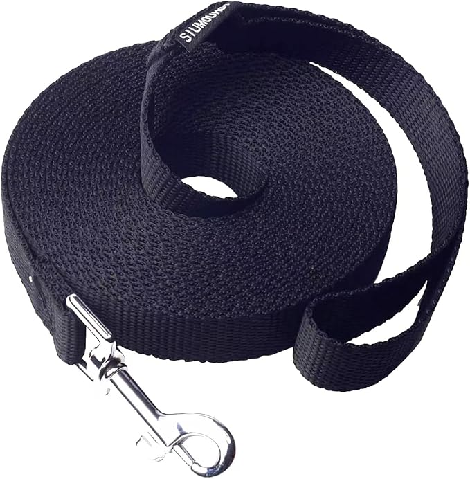 Dog/Puppy Obedience Recall Training Agility Lead - 15ft Long Training Leash，3/4in Wide - Great for Play, Camping, or Backyard (15Feet, Black)