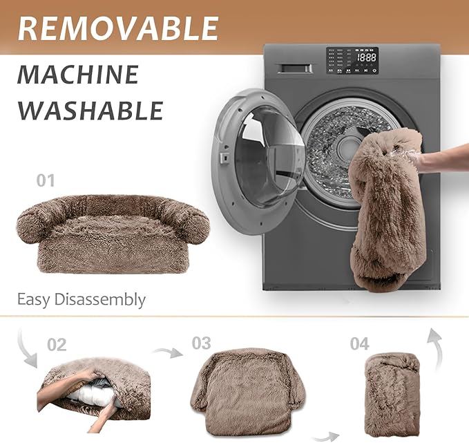 Tinaco Calming Dogs/Cats Bed Mats, Dog Pad Washable Removable Couch Cover, Plush Long Fur Mat for Pets, Waterproof Lining, Perfect for Small, Medium and Large Dogs and Cats (Desert Brown, 36"x31")