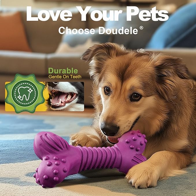 Dog Toys for Aggressive Chewers, Dog Toys for Medium Large Dogs, Natural Rubber Dog Chew Toys with Beef Flavor, Indestructible Chew Toys for Aggressive Chewers (Purple)