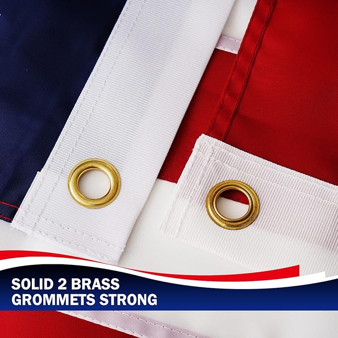 Homissor American Flag 10x15 for Outside US Flags Outdoor Heavy Duty United State USA Flag Embroidered Stars for All Weather High Wind Sewn Stripes With Brass Grommets