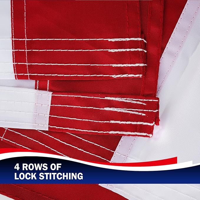 Homissor American Flag 8x12 Outdoor Heavy Duty - Embroidered Star Large USA 8x12 Ft Flags - Longest Lasting US Made from Nylon Sewn Stripes Indoor With 4 Brass Grommets