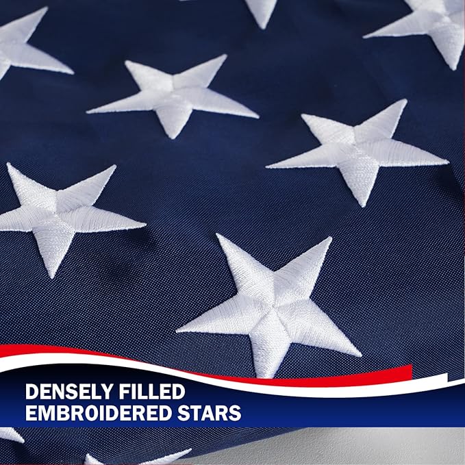 Homissor American Flag 8x12 Outdoor Heavy Duty - Embroidered Star Large USA 8x12 Ft Flags - Longest Lasting US Made from Nylon Sewn Stripes Indoor With 4 Brass Grommets