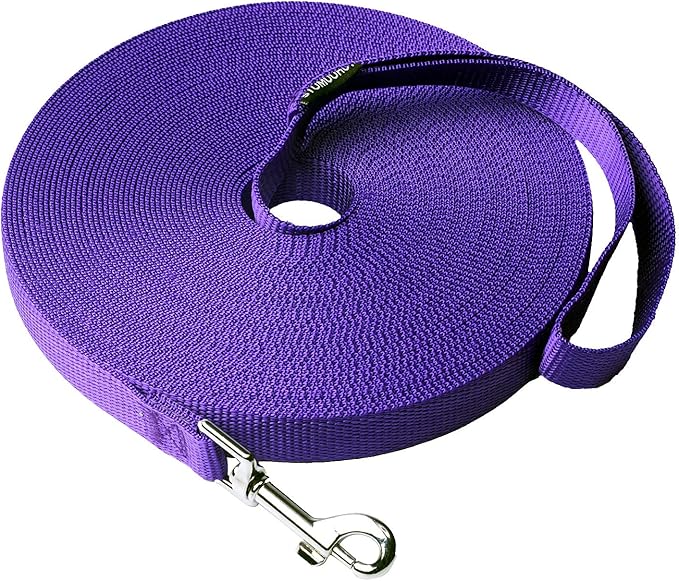 Dog/Puppy Obedience Recall Training Agility Lead - 30ft Long Training Leash，3/4in Wide - Great for Play, Camping, or Backyard（Purple 30 Feet