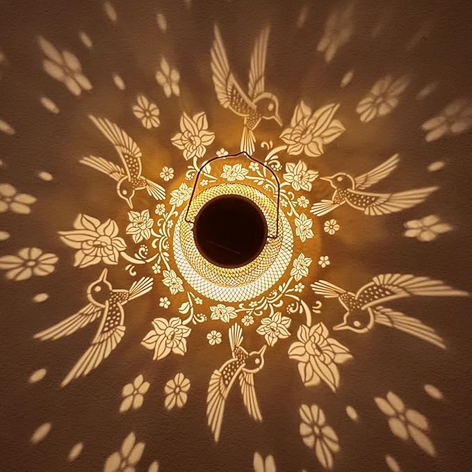 Hummingbird Solar Lanterns Outdoor Waterproof Garden Decor Birthday Gifts for Women Mom Grandma, Hanging Solar Lights Metal Lantern Decoration Outside for Yard, Patio, Backyard, Porch