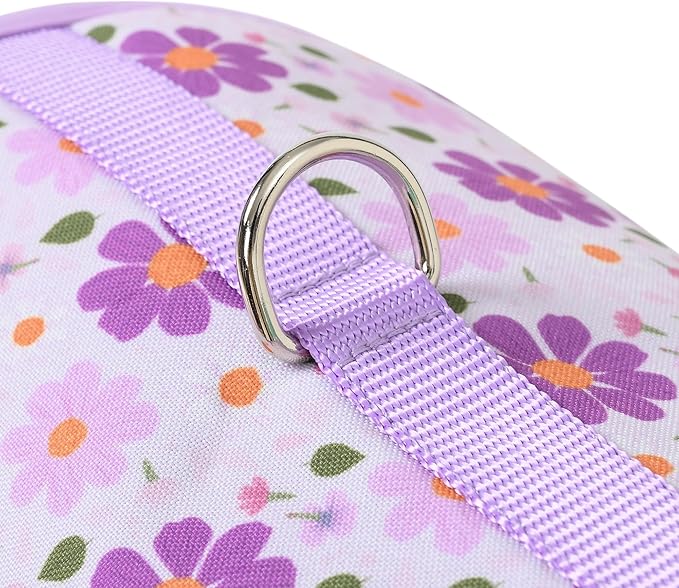 Mile High Life Dog Harness, Air Mesh Floral Vest Harness for 20 lbs Small Dogs & Cats, Easy Get on Adjustable Easy Closures Both Neck and Chest(Purple Flower, M Chest 18"-20")