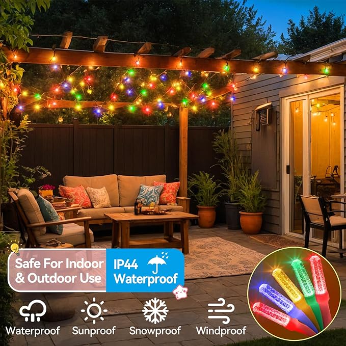 Heceltt 360 LED 118 FT String Lights Outdoor, 8 Modes Easter Lights Plug in, IP44 Waterproof Led String Lights with Timer and Memory for Easter Yard Party Garden Decorations (Multicolor)