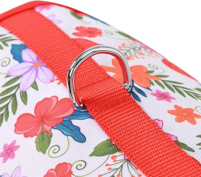 Mile High Life Dog Harness, Air Mesh Floral Vest Harness for 20 lbs Small Dogs & Cats, Easy Get on Adjustable Easy Closures Both Neck and Chest(Red Flower, M Chest 18"-20")