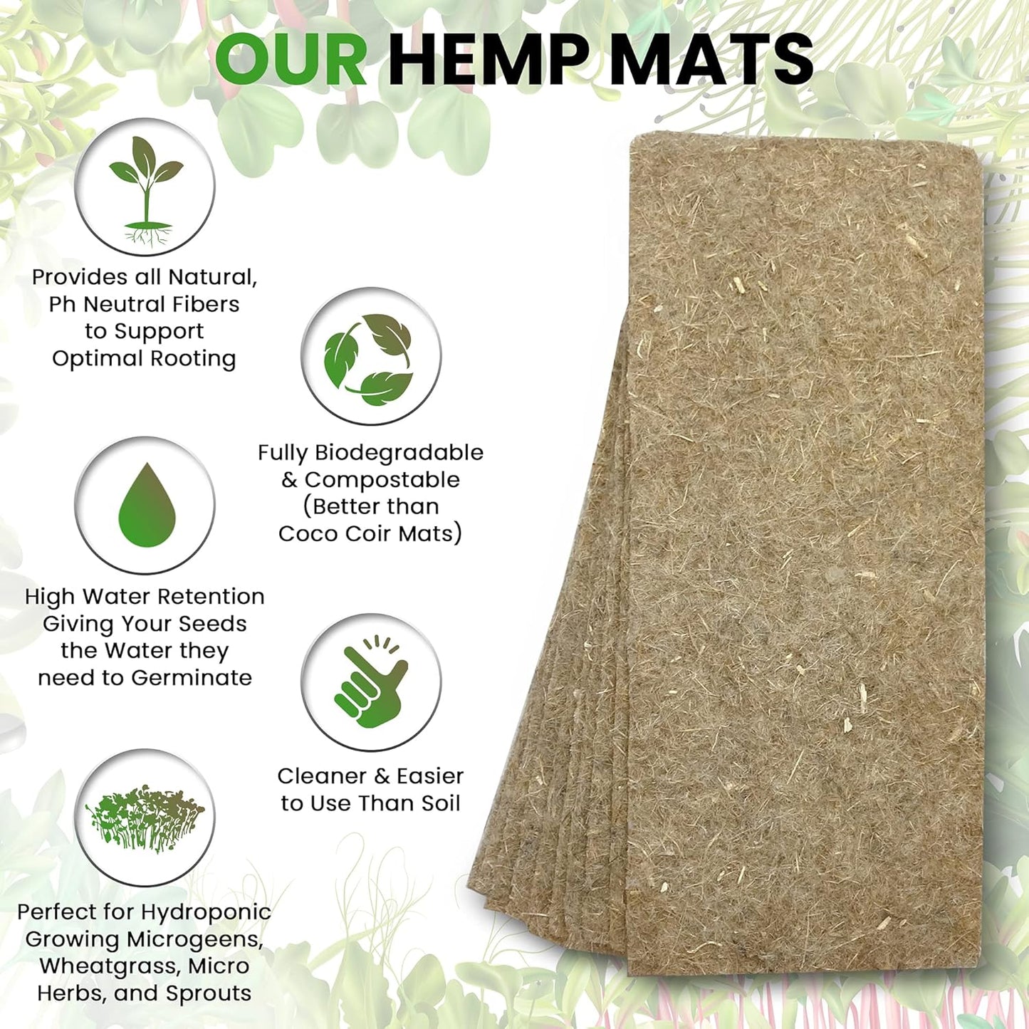 Hemp Mats for ZestiGreens Microgreens & Wheatgrass Kit