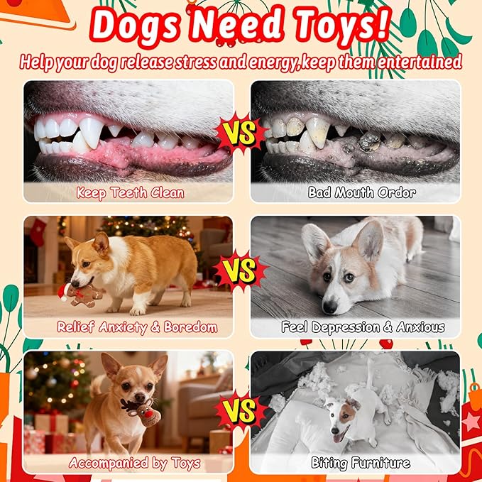 YUEPET 11 Pack Christmas Plush Dog Toys,Interactive Dog Squeaky Toy with Crinkle Paper Set,Pet Chew Toy Christmas Tree & Santa Reindeer Toys Gifts for Puppies Small Dogs