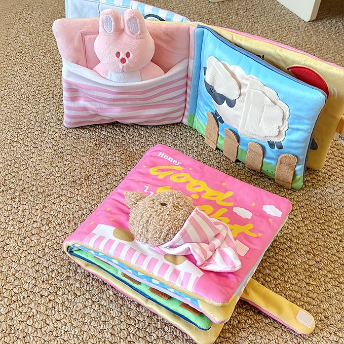 Cute Dog Birthday Toy Squeaky Snuffle Mat for Small Medium Dogs Interactive Plush Book Treat Puzzle for Puppy Crinkle Gifts (Blue)