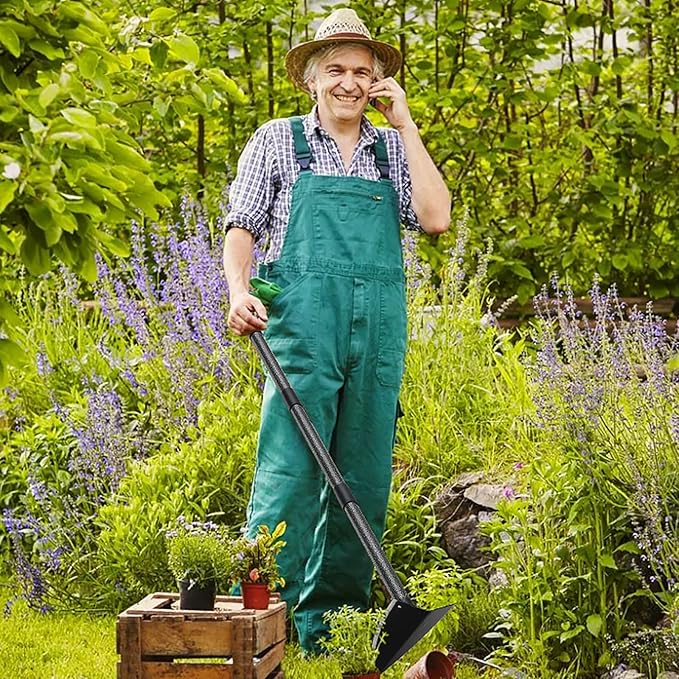 Hoe Garden Tool,Triangle Gardening Hoe with Sharp Blade for Digging,Weeding,Cutting and Loosing Soil,60 Inch Adjustable Length Metal Handle…