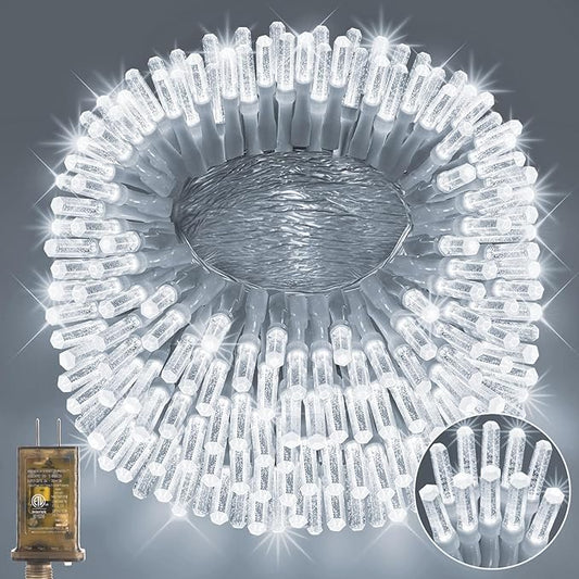 Heceltt 1140 LED 449 FT String Lights Outdoor, 8 Modes White Christmas Lights Plug in, IP44 Waterproof Led String Lights with Timer and Memory for Xmas Tree Yard Party Garden Decorations